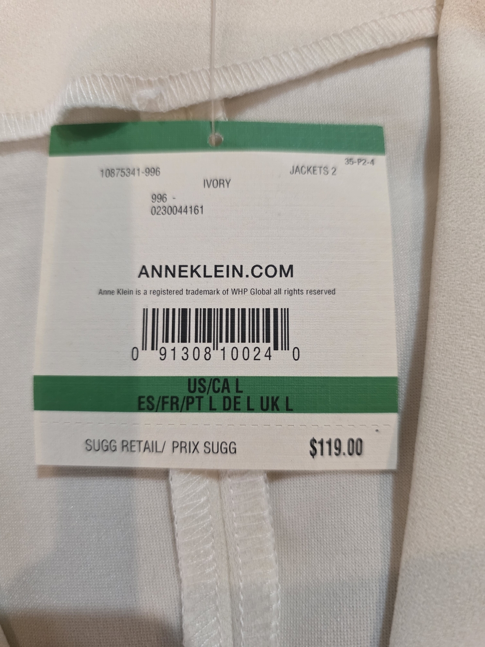 Anne Klein Off White Open-Front Blazer Jacket Size L NWT - Picture 15 of 15